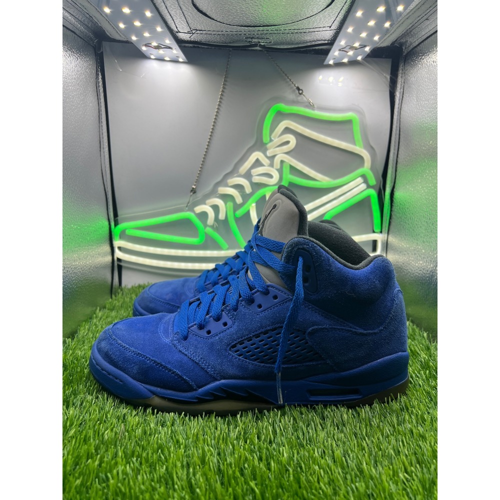 Jordan 5 Retro Blue Suede Mens Basketball Shoes 440888-401 Size 7Y